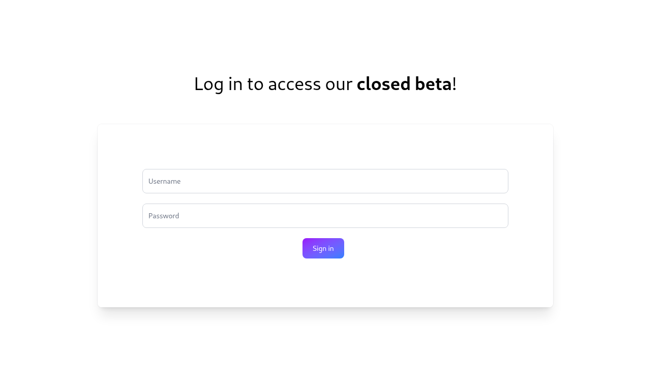 Login page showing authentication requirement